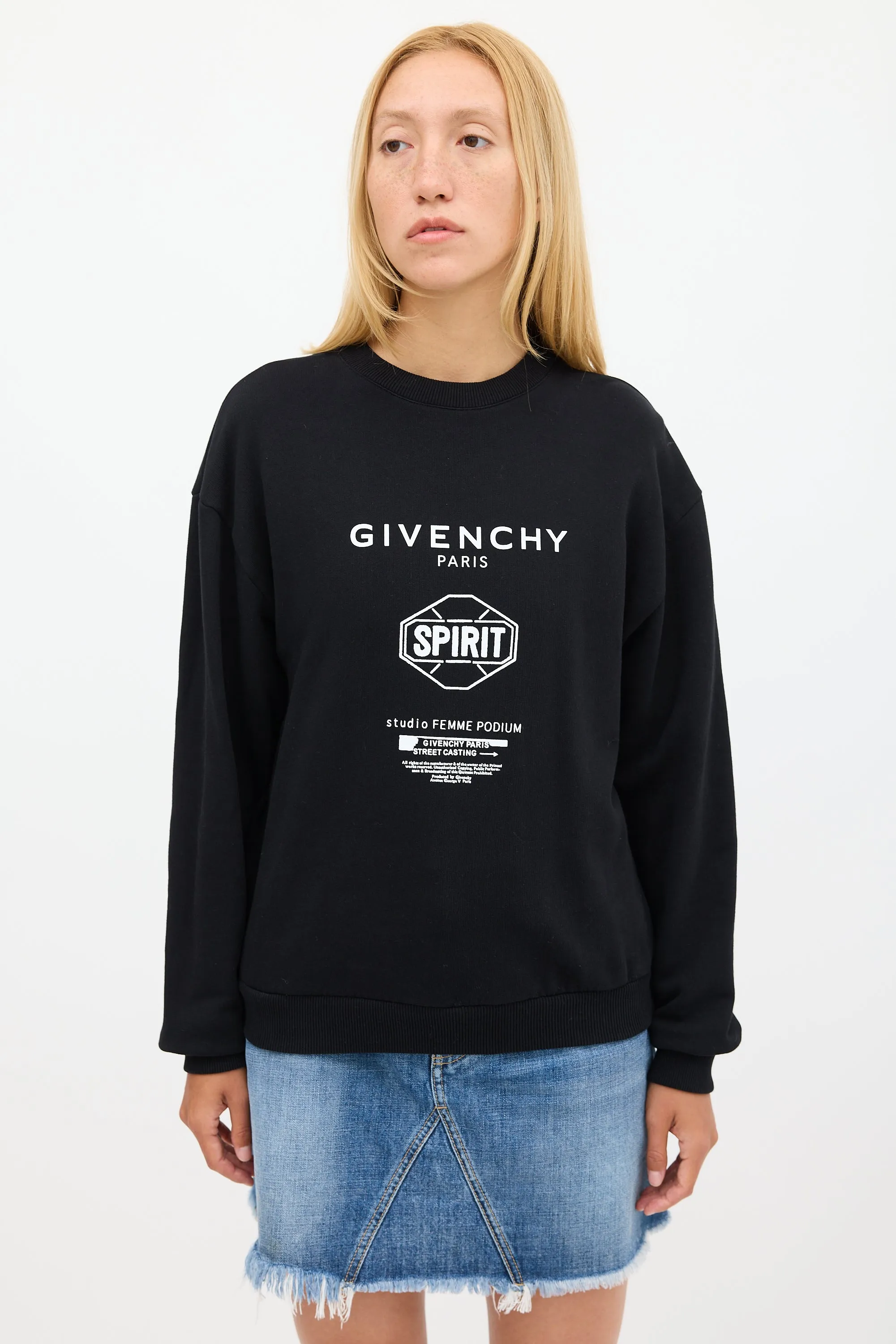 Black & White Triple Logo Crewneck