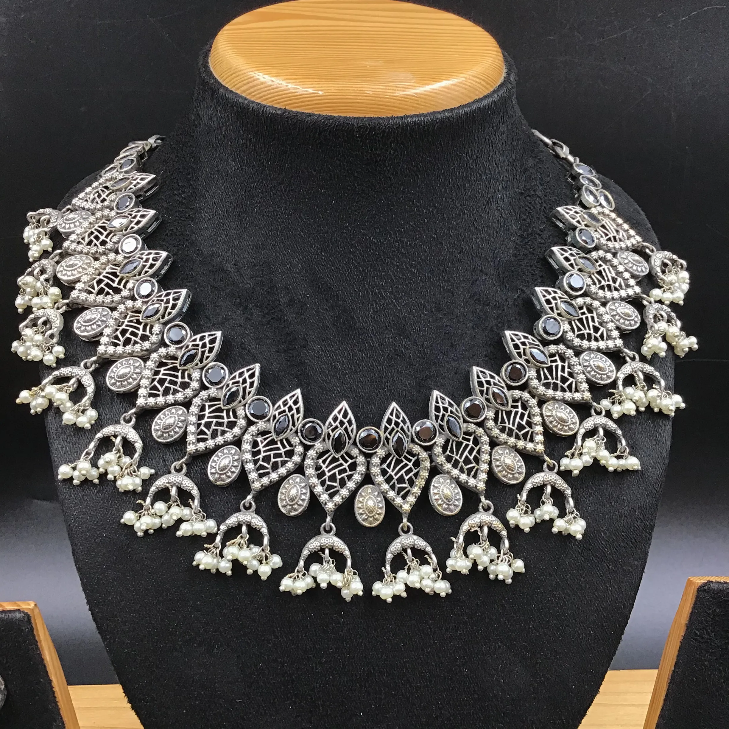 Black Oxidized Necklace Set with Matching Earrings