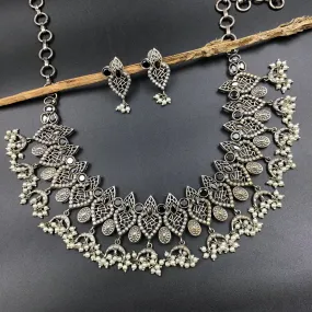 Black Oxidized Necklace Set with Matching Earrings