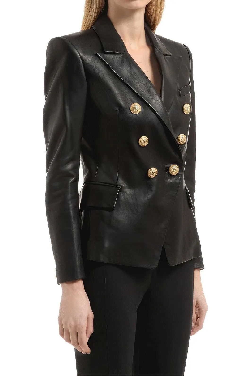 Black Real Sheepskin Leather Blazer | Made to Order