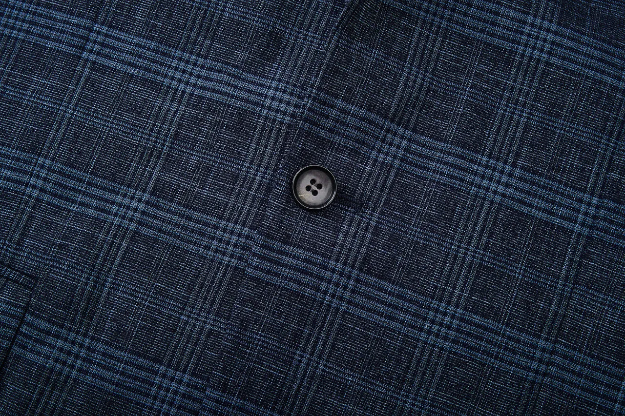 Blended Stretch Glen Check Suit in Slim Fit