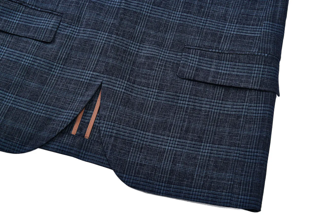 Blended Stretch Glen Check Suit in Slim Fit