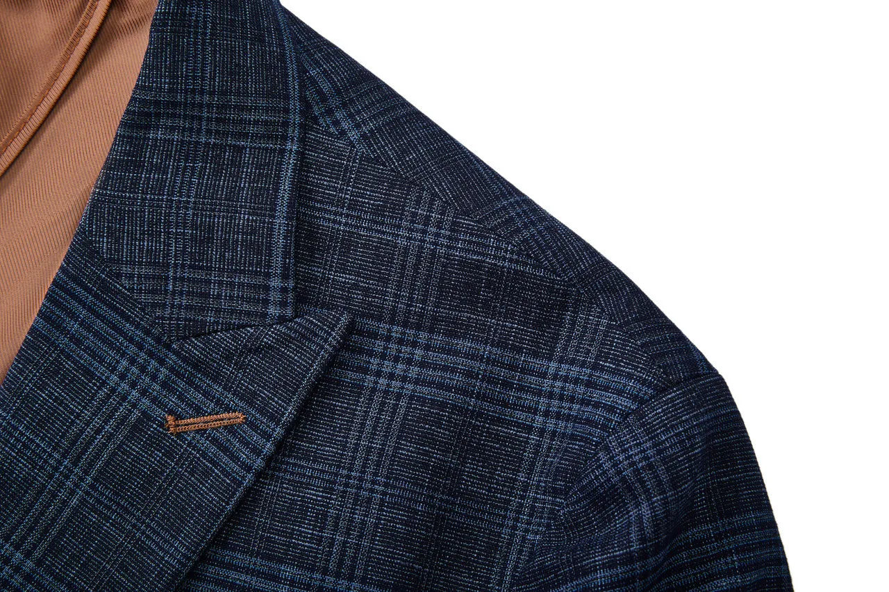 Blended Stretch Glen Check Suit in Slim Fit
