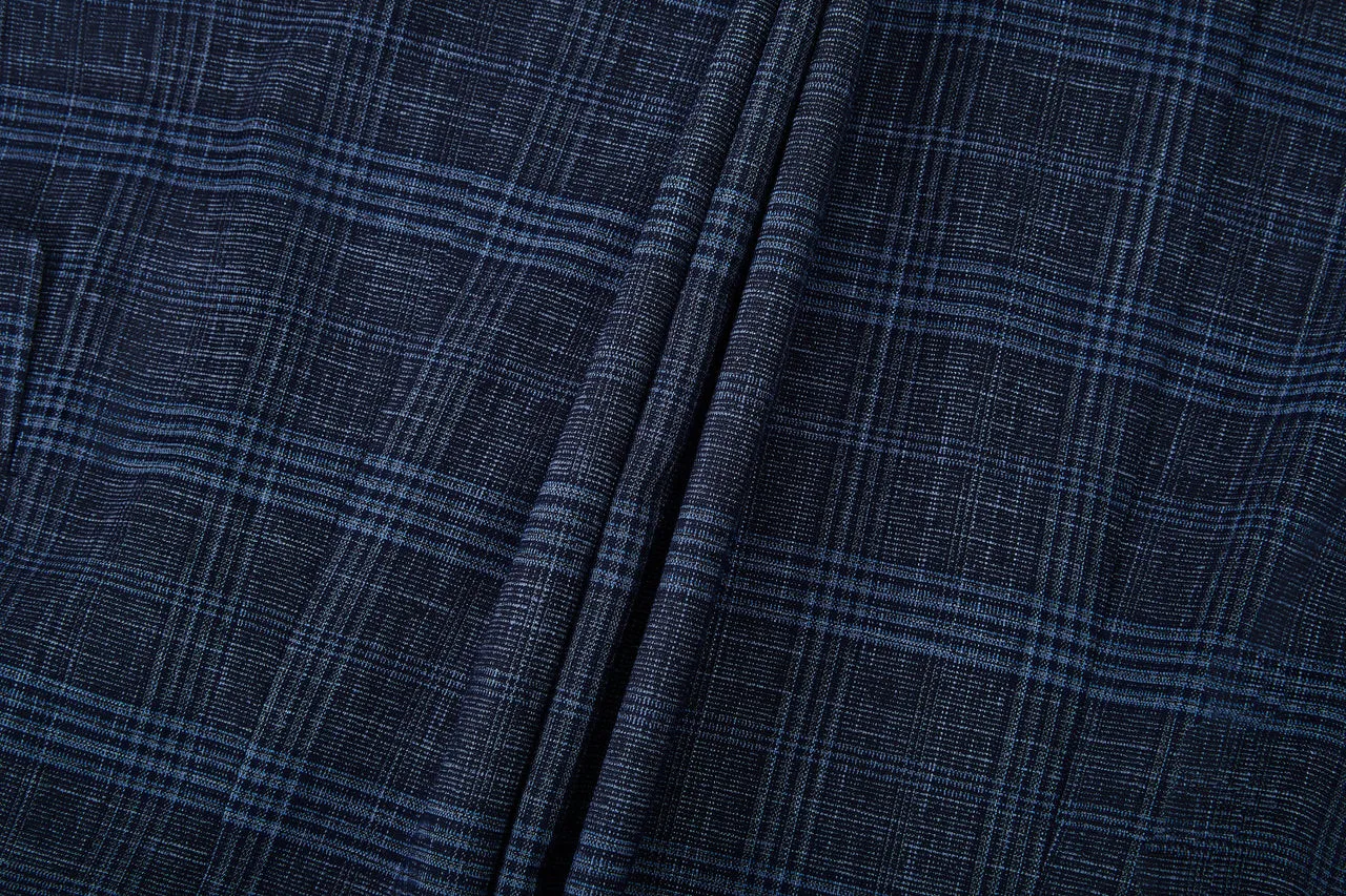Blended Stretch Glen Check Suit in Slim Fit