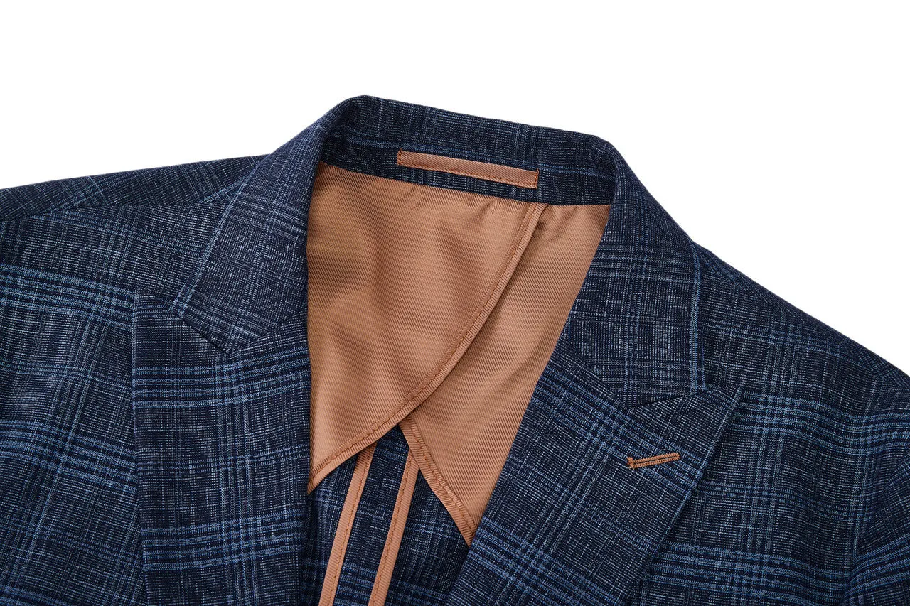 Blended Stretch Glen Check Suit in Slim Fit
