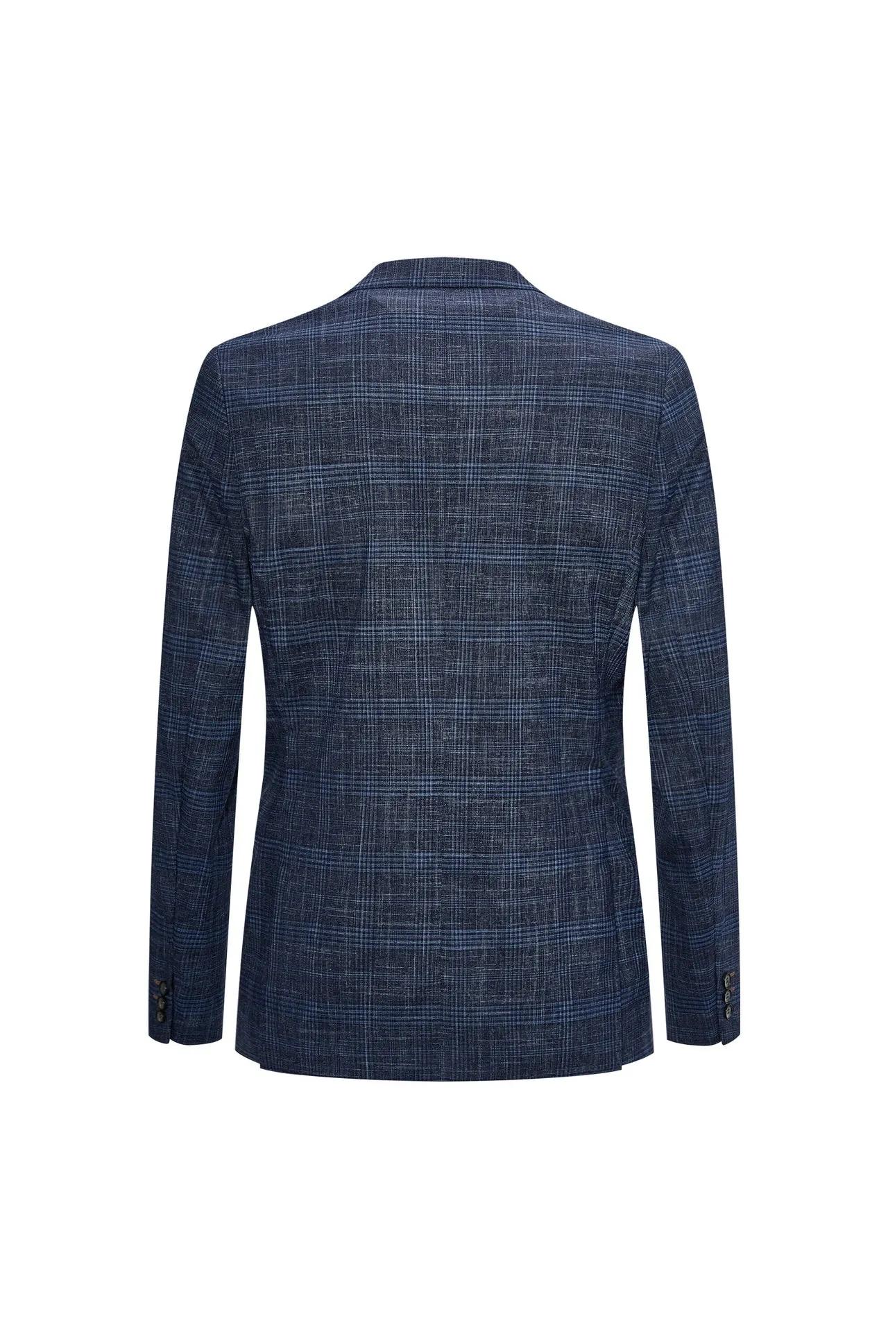 Blended Stretch Glen Check Suit in Slim Fit