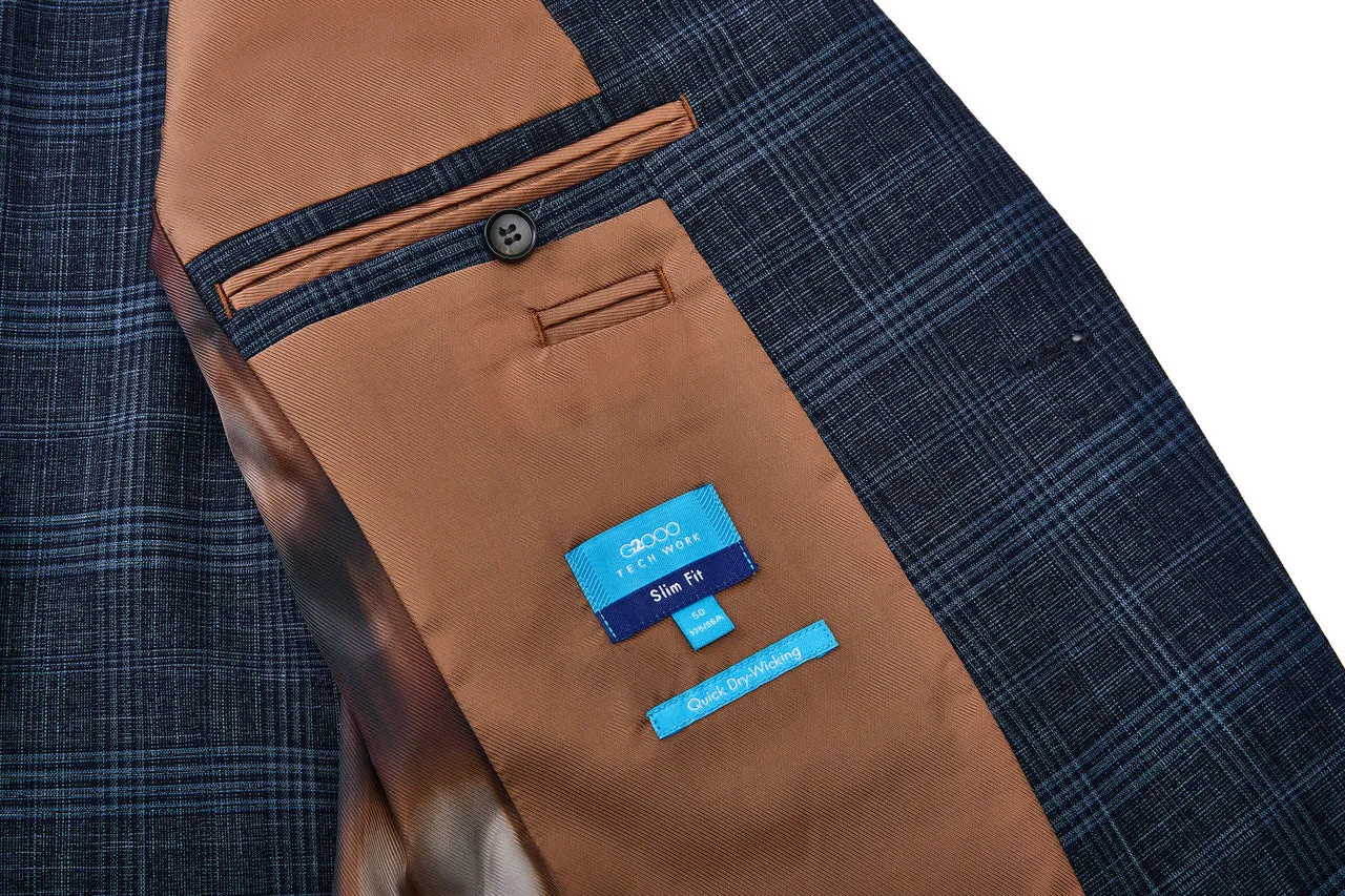 Blended Stretch Glen Check Suit in Slim Fit