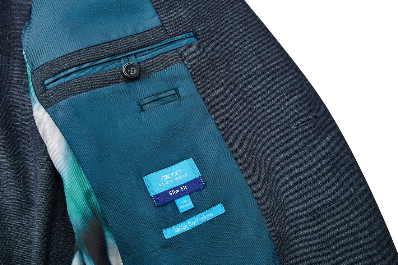 Blended Stretch Prince of Whales Check Suit in Slim Fit