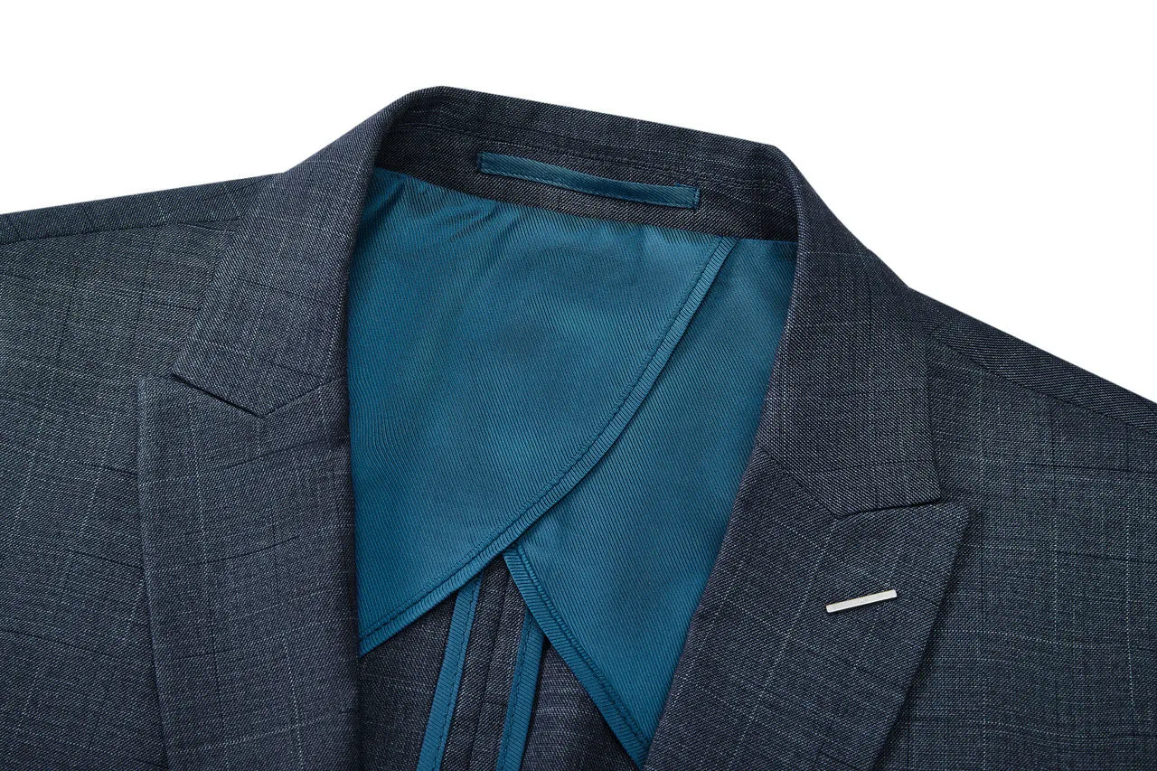 Blended Stretch Prince of Whales Check Suit in Slim Fit