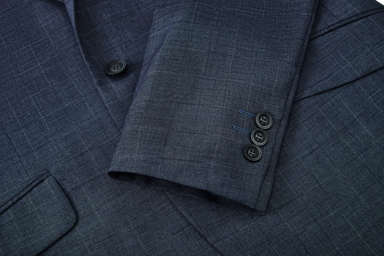 Blended Stretch Prince of Whales Check Suit in Slim Fit