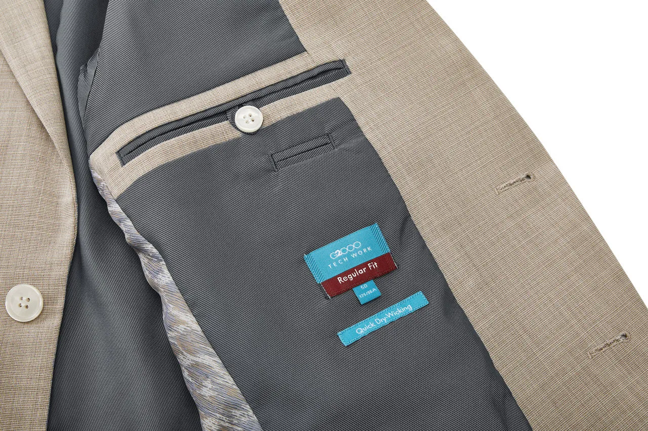Blended Stretch Textured Suit in Regular Fit