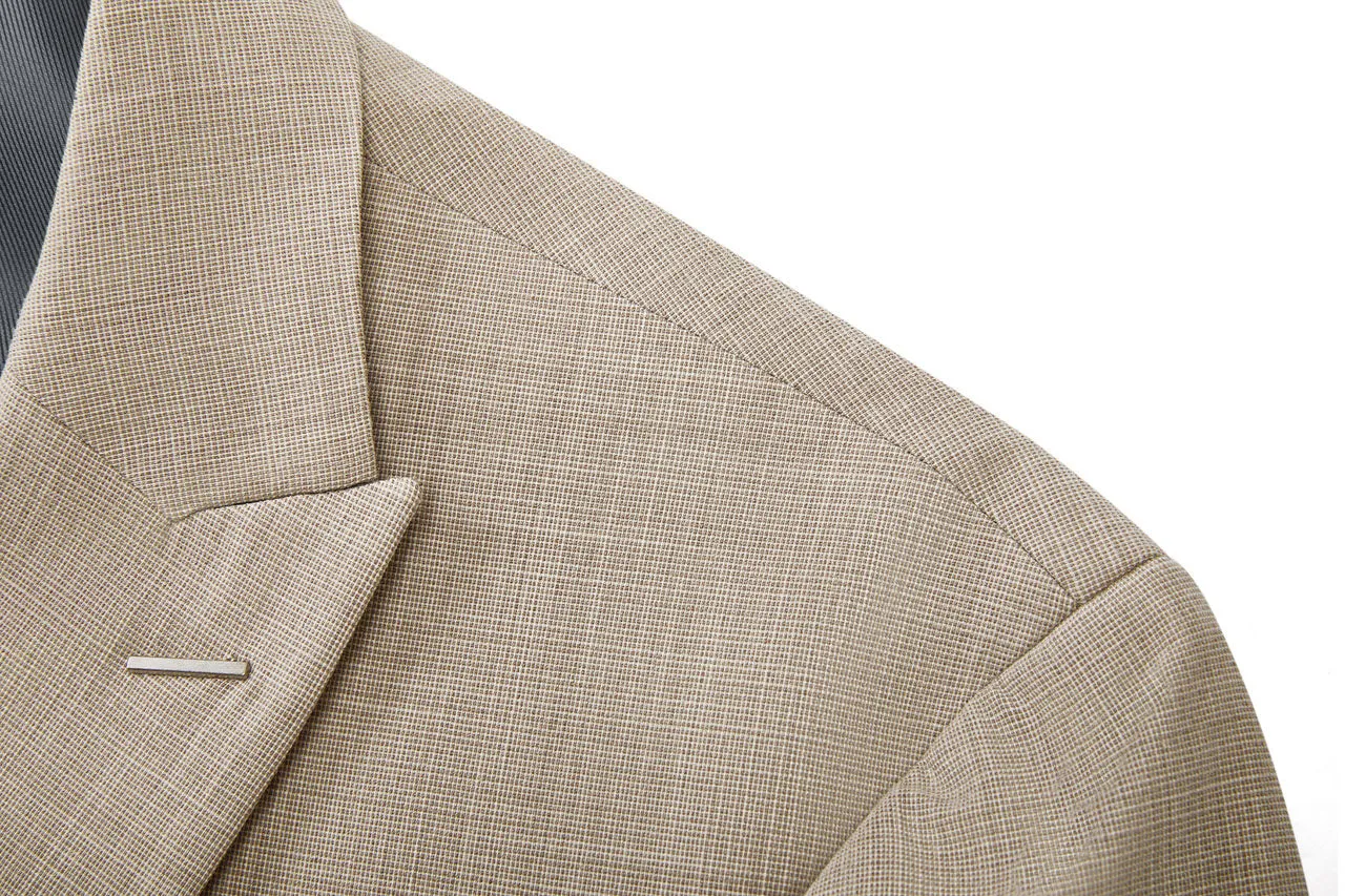 Blended Stretch Textured Suit in Regular Fit