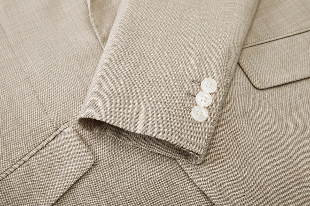 Blended Stretch Textured Suit in Regular Fit
