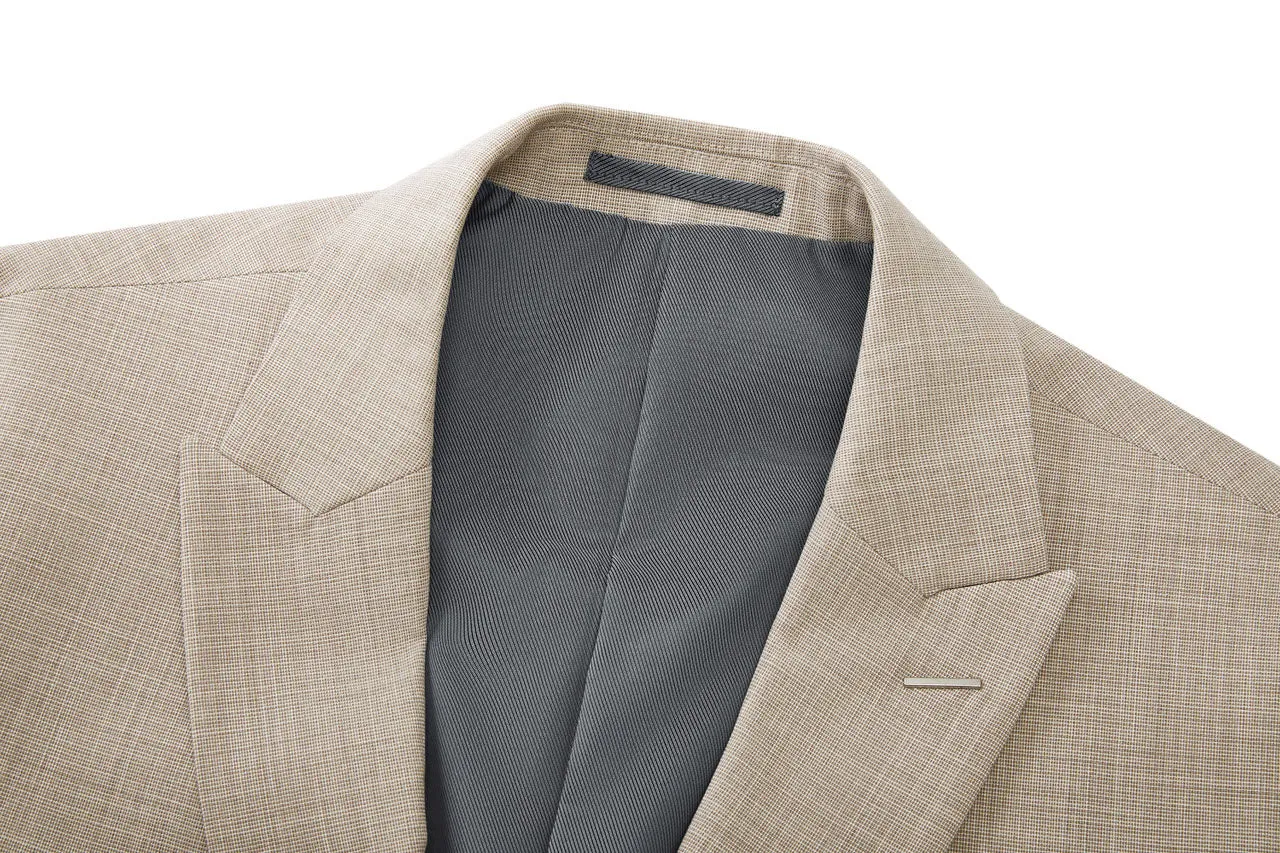 Blended Stretch Textured Suit in Regular Fit