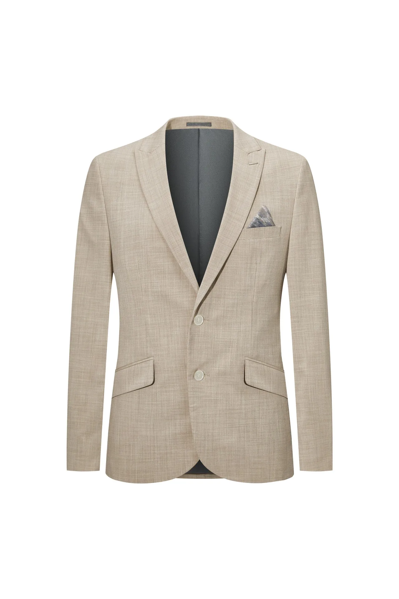 Blended Stretch Textured Suit in Regular Fit