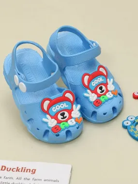 Blue Teddy Bear -Themed Sandals with Secure Strap for Boys