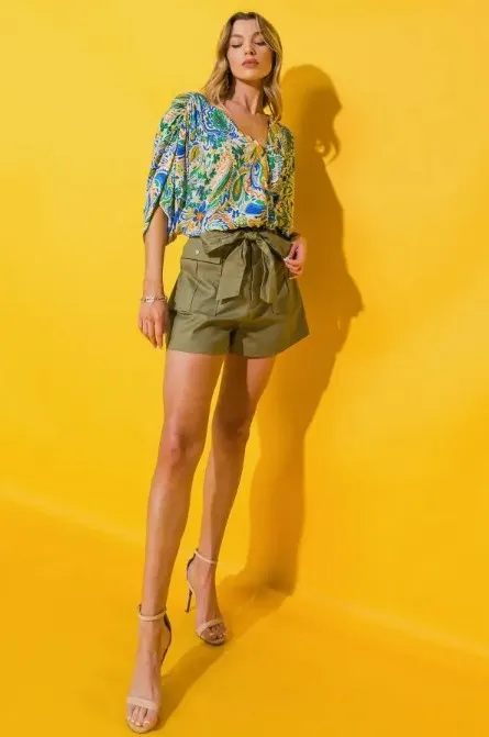 Bold Paisley Print Bodysuit Top