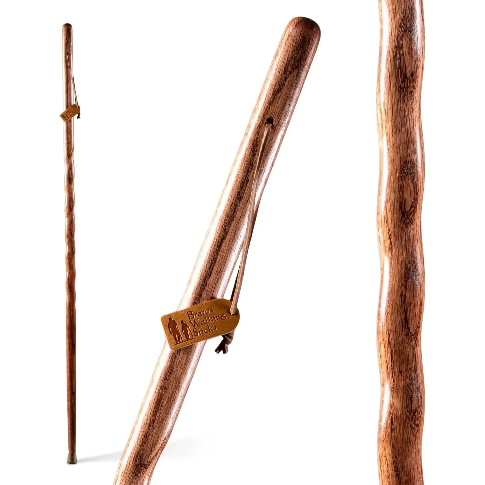 Brazos™ Twisted Oak Backpacker Handcrafted Walking Stick, 48-Inch Height, Red