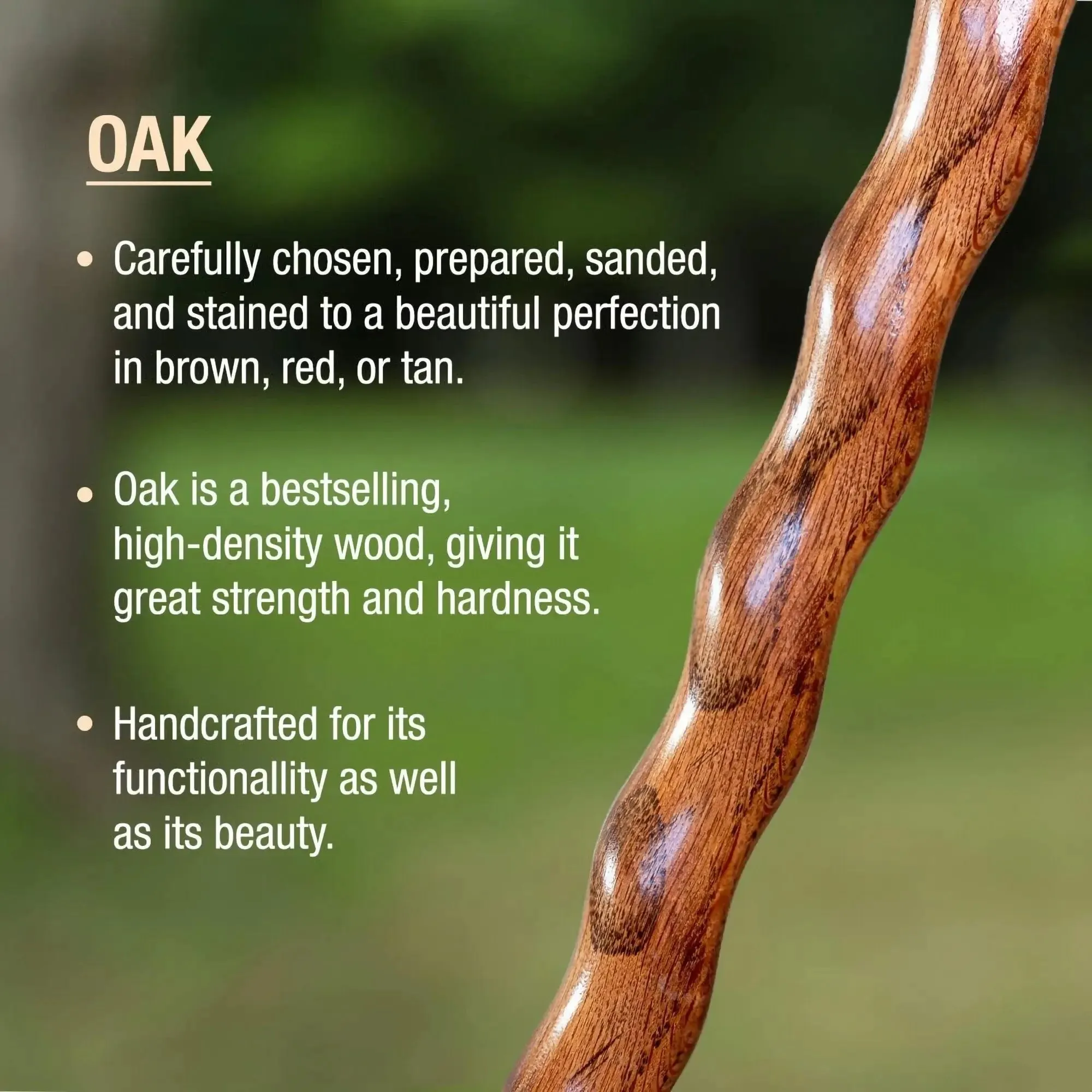 Brazos™ Twisted Oak Backpacker Handcrafted Walking Stick, 48-Inch Height, Red