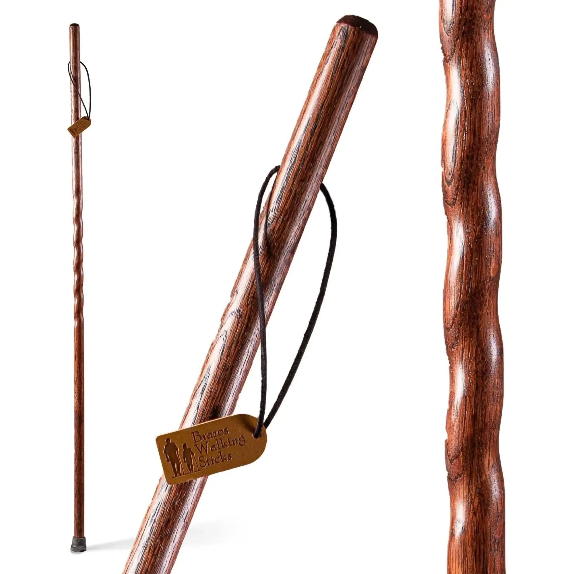 Brazos™ Twisted Oak Trekker Handcrafted Walking Stick, Red, 55-Inch