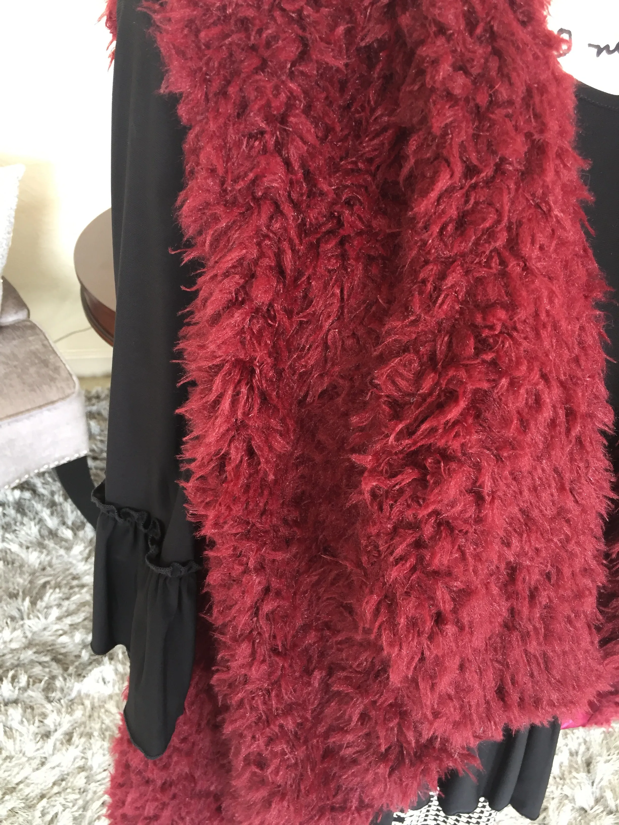 Burgundy Sherpa Sleeveless Vest
