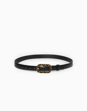 Chain-inspired Buckle Leather Belt
