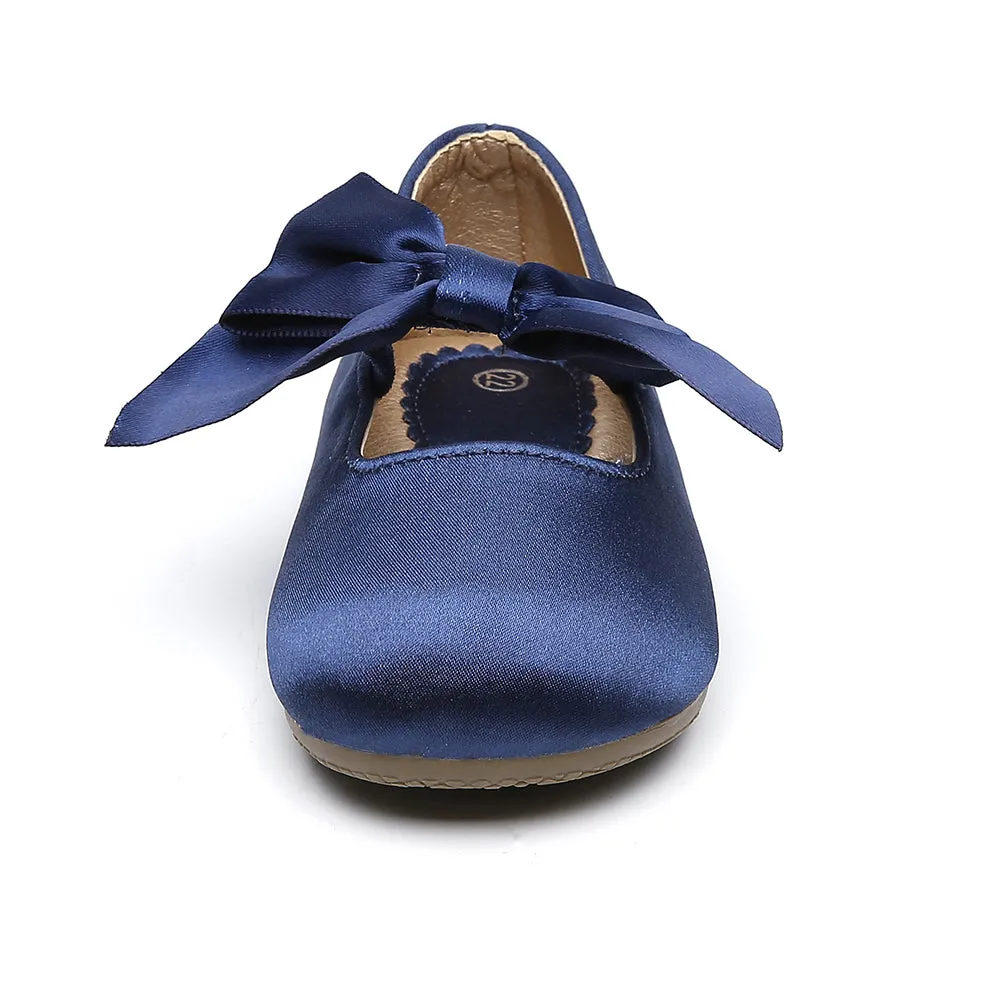 Chiximaxu Little Girls Satin Ballerina Slip on Mary Jane with Bow Casual School Dress Flat Shoes