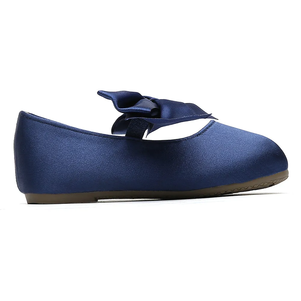 Chiximaxu Little Girls Satin Ballerina Slip on Mary Jane with Bow Casual School Dress Flat Shoes