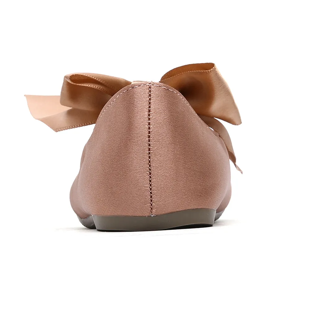 Chiximaxu Little Girls Satin Ballerina Slip on Mary Jane with Bow Casual School Dress Flat Shoes