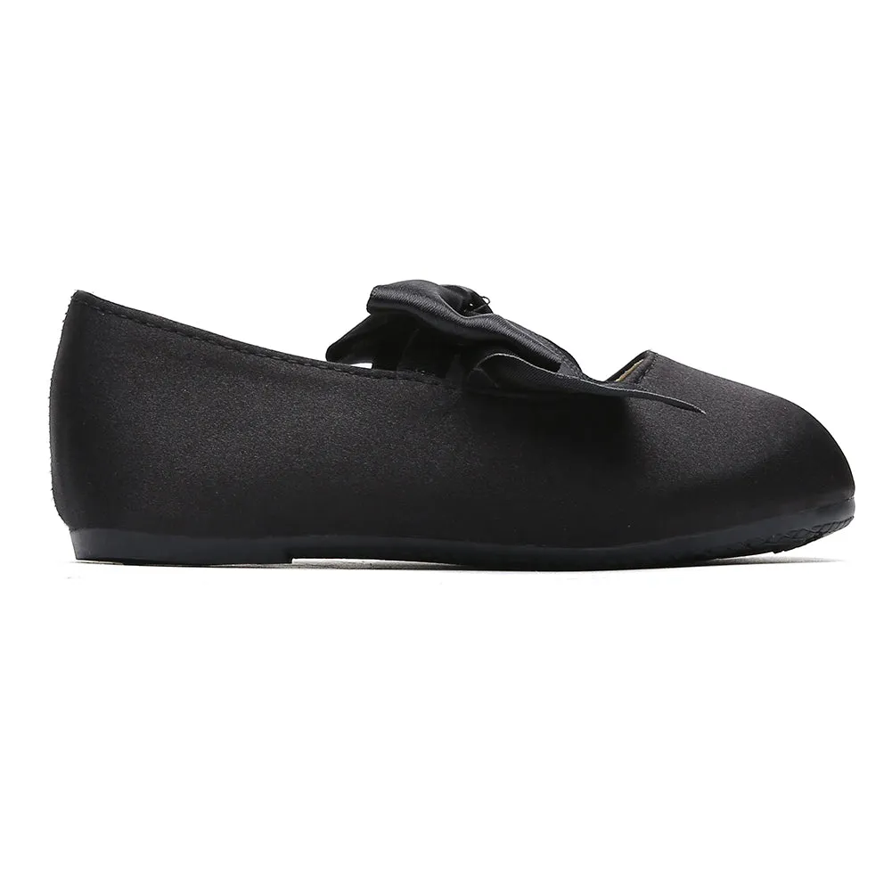Chiximaxu Little Girls Satin Ballerina Slip on Mary Jane with Bow Casual School Dress Flat Shoes