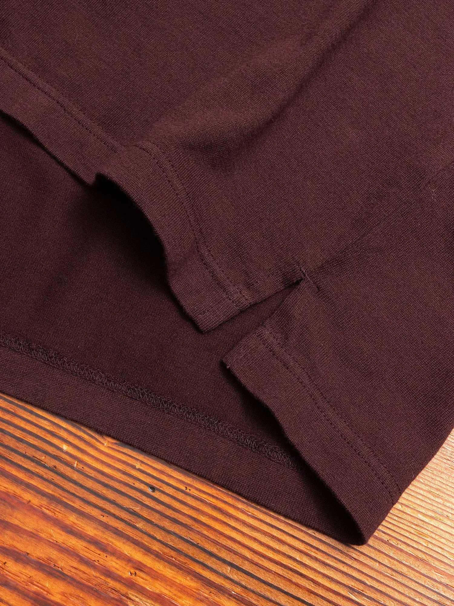 Cotton Jersey Relaxed Long Sleeve T-Shirt in Burgundy