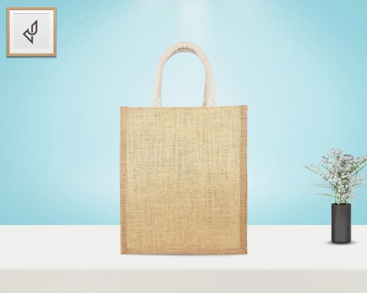 Designer Jute Lunch Bag - Ravishing and Cute Little Handcrafted Girl with Zipper (10 x 5 x 12 inches)