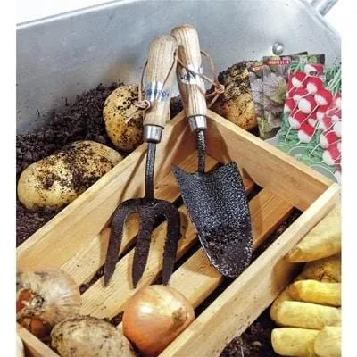 Draper Carbon Steel Heavy Duty Hand Fork and Trowel Set with Ash Handles