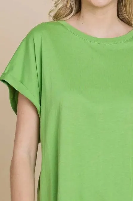Drop Shoulder Aloe Green Tee