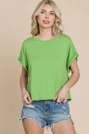Drop Shoulder Aloe Green Tee