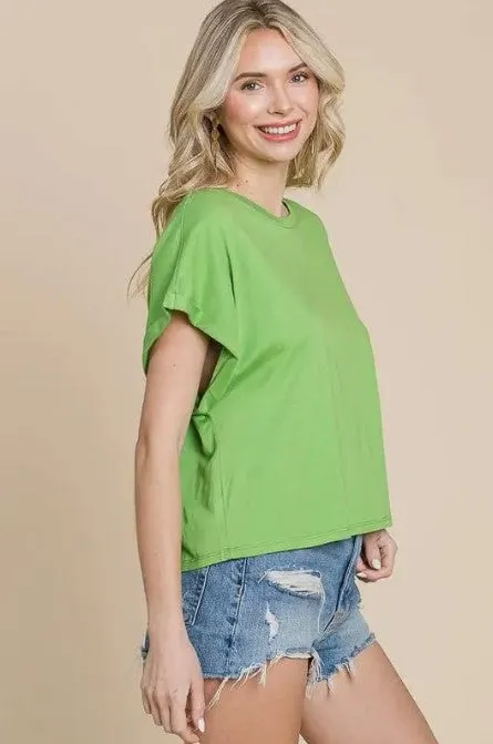 Drop Shoulder Aloe Green Tee