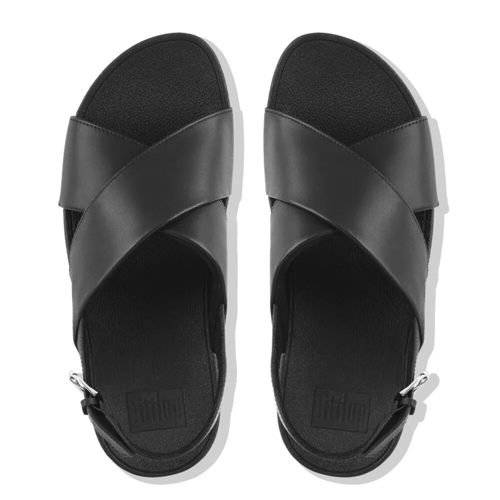 FitFlop Lulu Leather Cross Back Strap Sandals Black