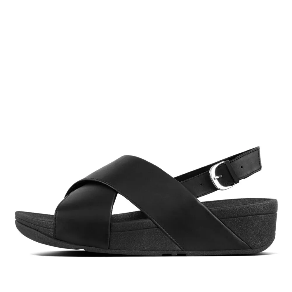 FitFlop Lulu Leather Cross Back Strap Sandals Black