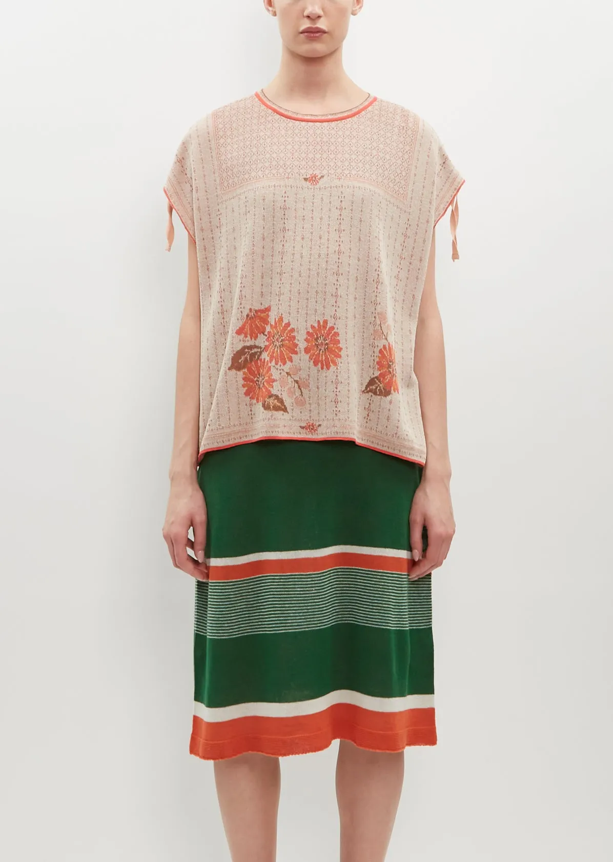 Flower Motif Knitted Pullover