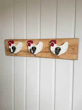 Handmade & Hand-Painted Wooden Hen Coat Hooks