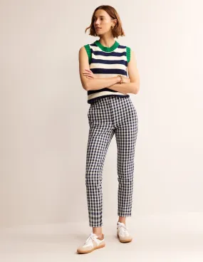Highgate Check Trousers-Navy and Stone Gingham
