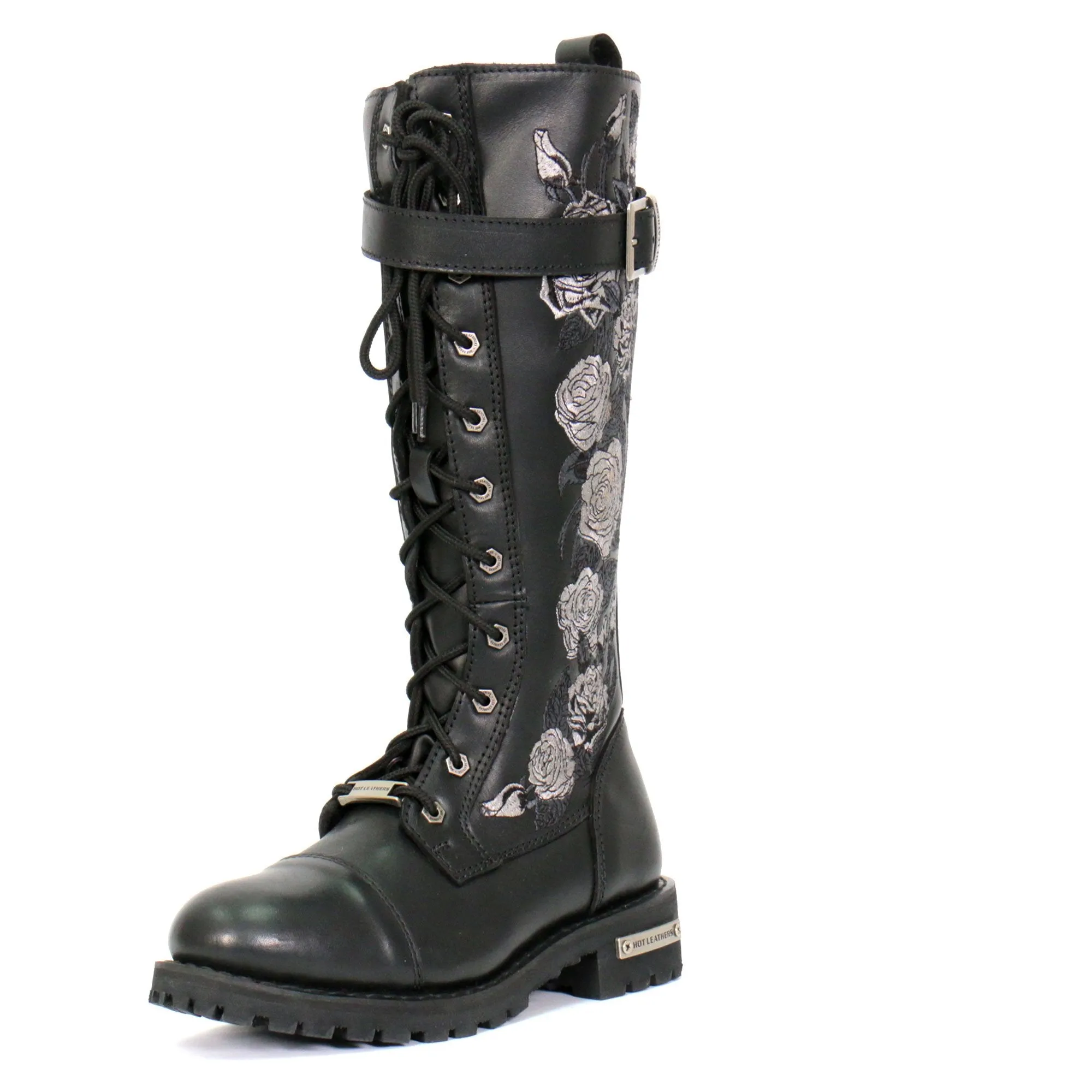 Hot Leathers Women's Knee High Wild Roses Leather Boots