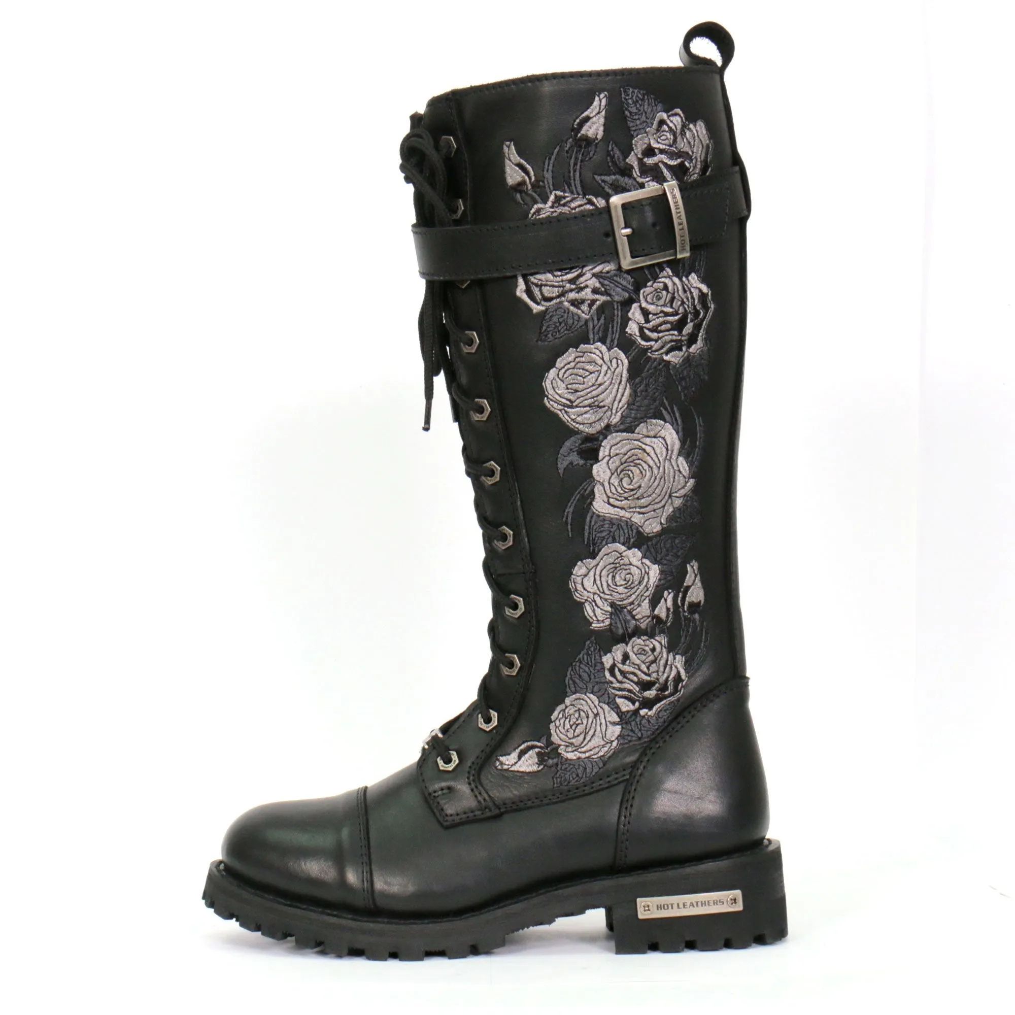 Hot Leathers Women's Knee High Wild Roses Leather Boots