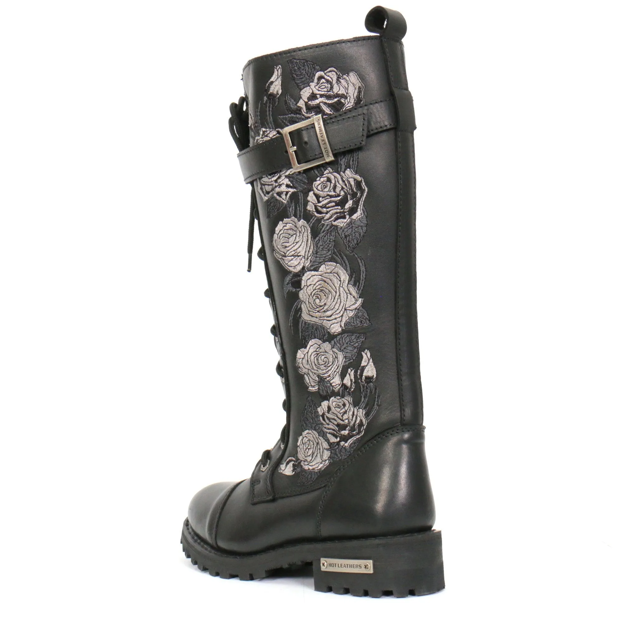 Hot Leathers Women's Knee High Wild Roses Leather Boots