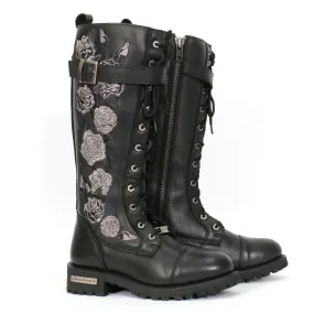 Hot Leathers Women's Knee High Wild Roses Leather Boots