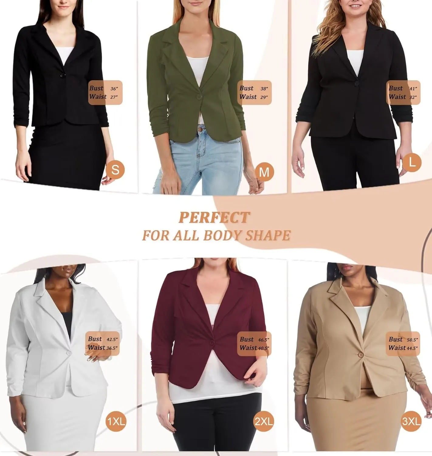 Hybrid & Company Women's Casual Work Office Blazer Lightweight Stretch Ponte Jacket Made in USA