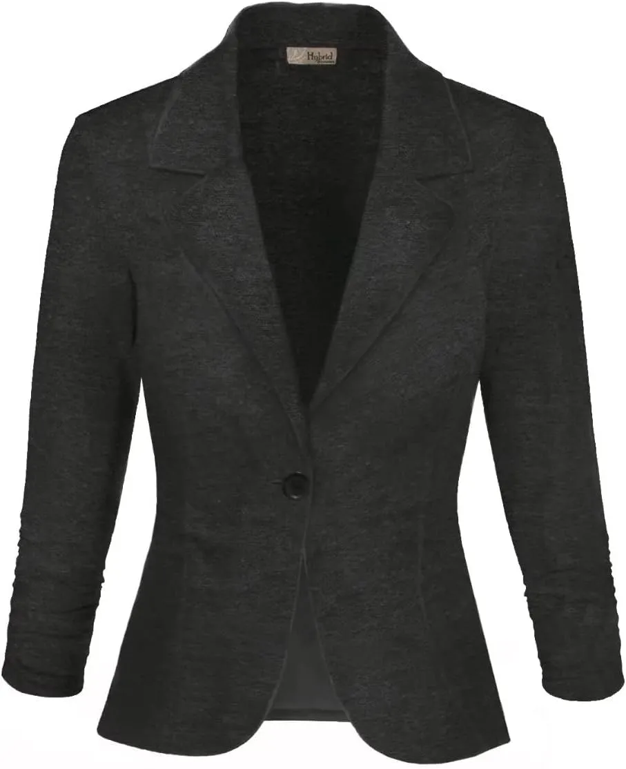 Hybrid & Company Women's Casual Work Office Blazer Lightweight Stretch Ponte Jacket Made in USA
