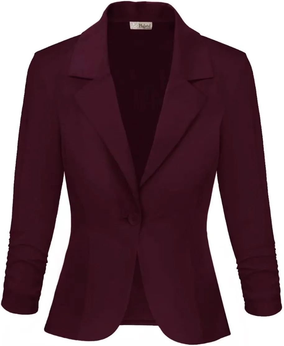 Hybrid & Company Women's Casual Work Office Blazer Lightweight Stretch Ponte Jacket Made in USA