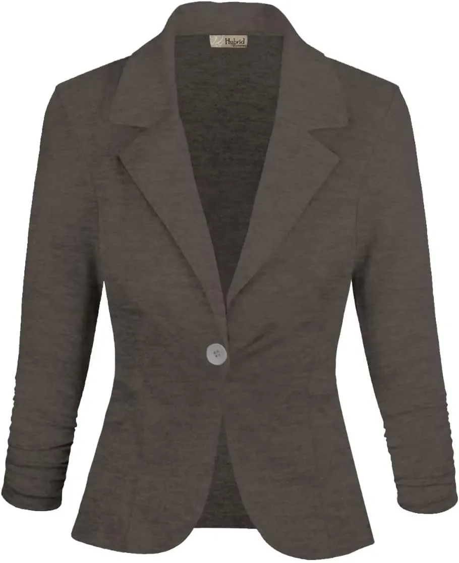 Hybrid & Company Women's Casual Work Office Blazer Lightweight Stretch Ponte Jacket Made in USA