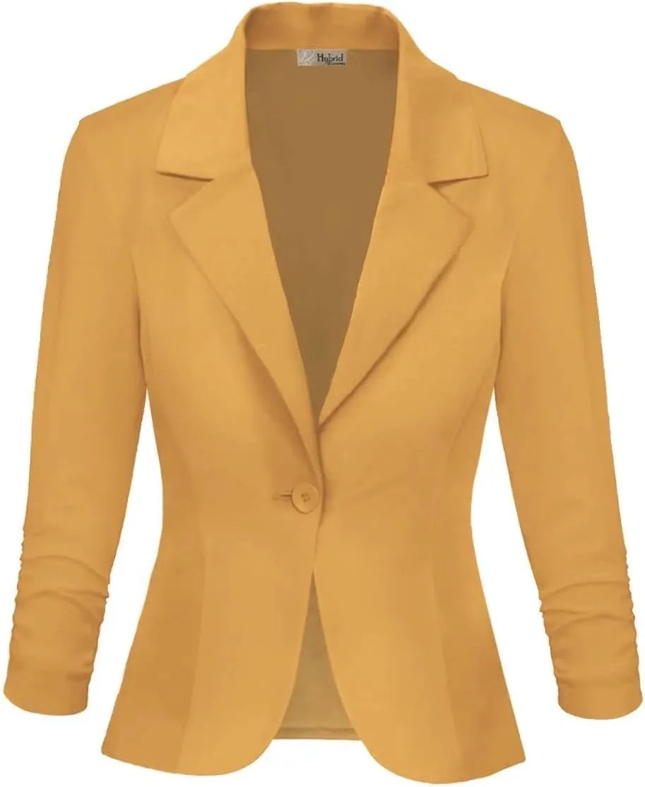Hybrid & Company Women's Casual Work Office Blazer Lightweight Stretch Ponte Jacket Made in USA